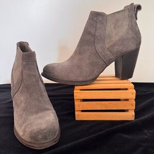 UGG. Gray suede booties with fleece inner soles.